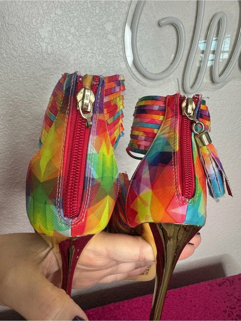 2/for $20 🪩 CHARLOTTE RUSSE Multicolor Strappy Stiletto, Metallic Heel (Size 6)